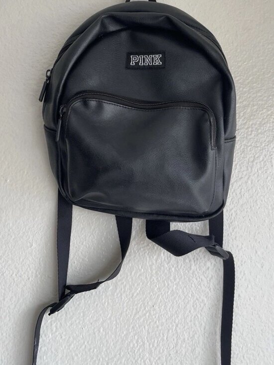 Victorias Secret PINK MINI Backpack Black Leather fashion travel school bag rare main image 11